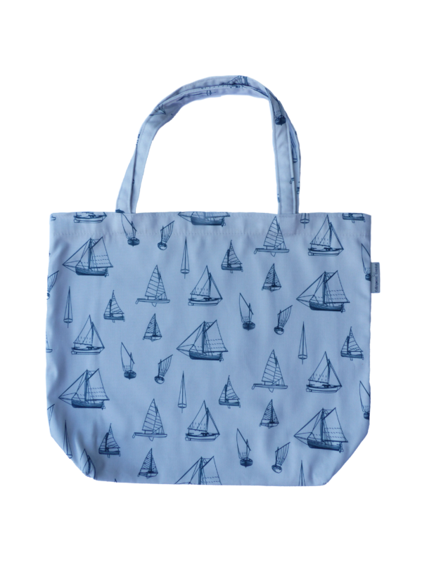 North Norfolk sailing boats coastal style tote bag light grey