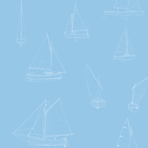 Sailing boats coastal blue wallpaper