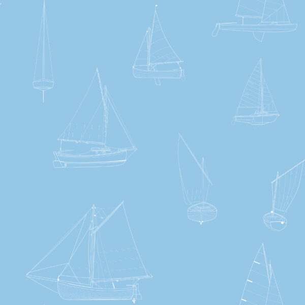 Sailing boats coastal blue wallpaper